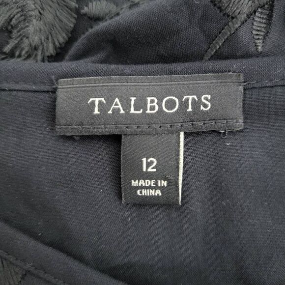 Talbots Womens Floral Embroidered Top Black Size 12 Dark Romantic Fairy Feminine - Picture 5 of 8